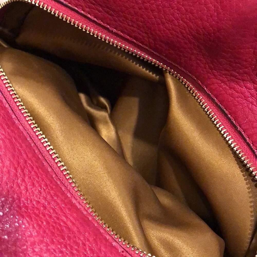 COACH Madison Phoebe Tumbled Red Leather Copper Lining 3 Section Shoulder Bag